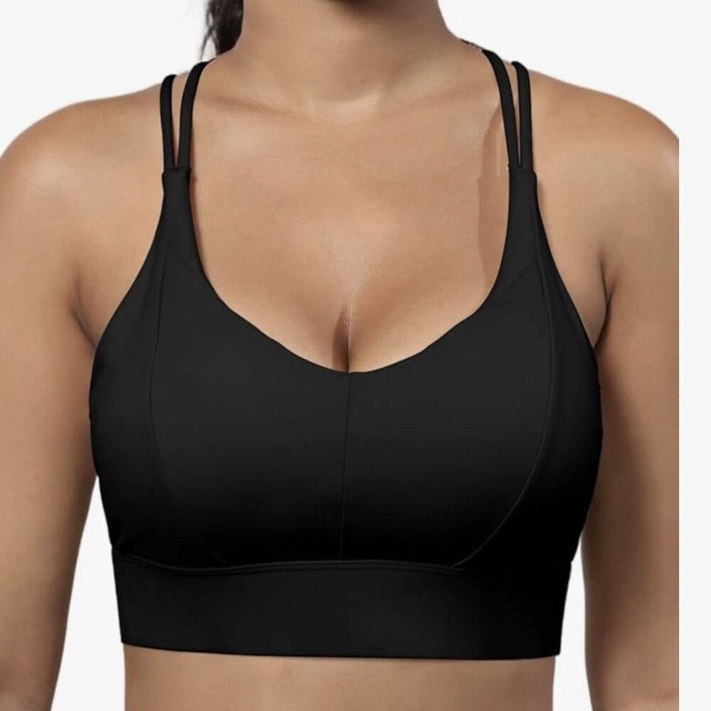 GRACE FORM * Sports/Yoga/Athletic Pullover Black Strappy Bra NWT  Sz. MED/LG